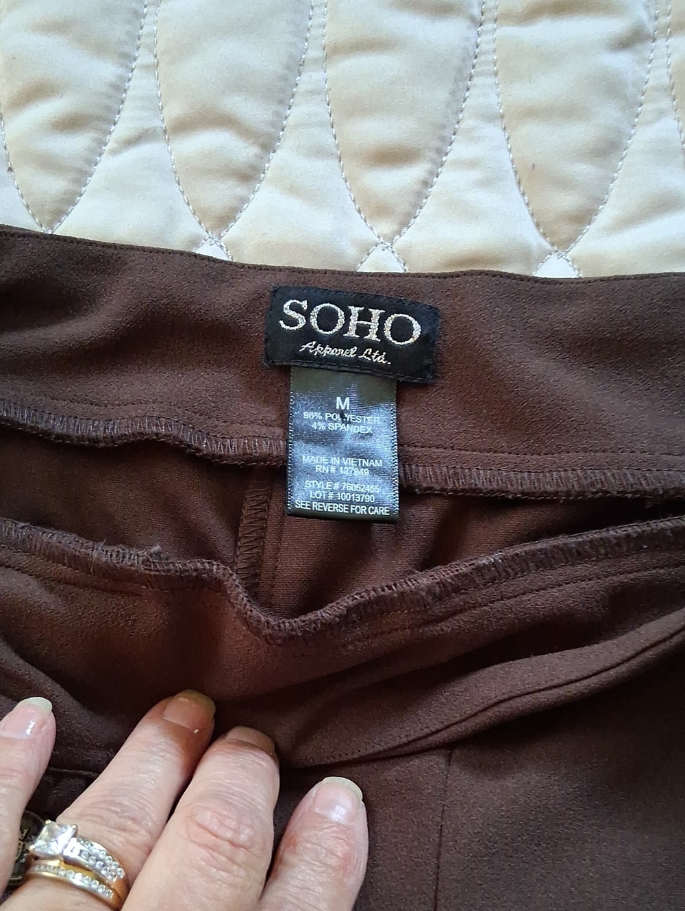 Soho Brown High-Waist Wide Leg Pants with Button Trim - Picture 4 of 5